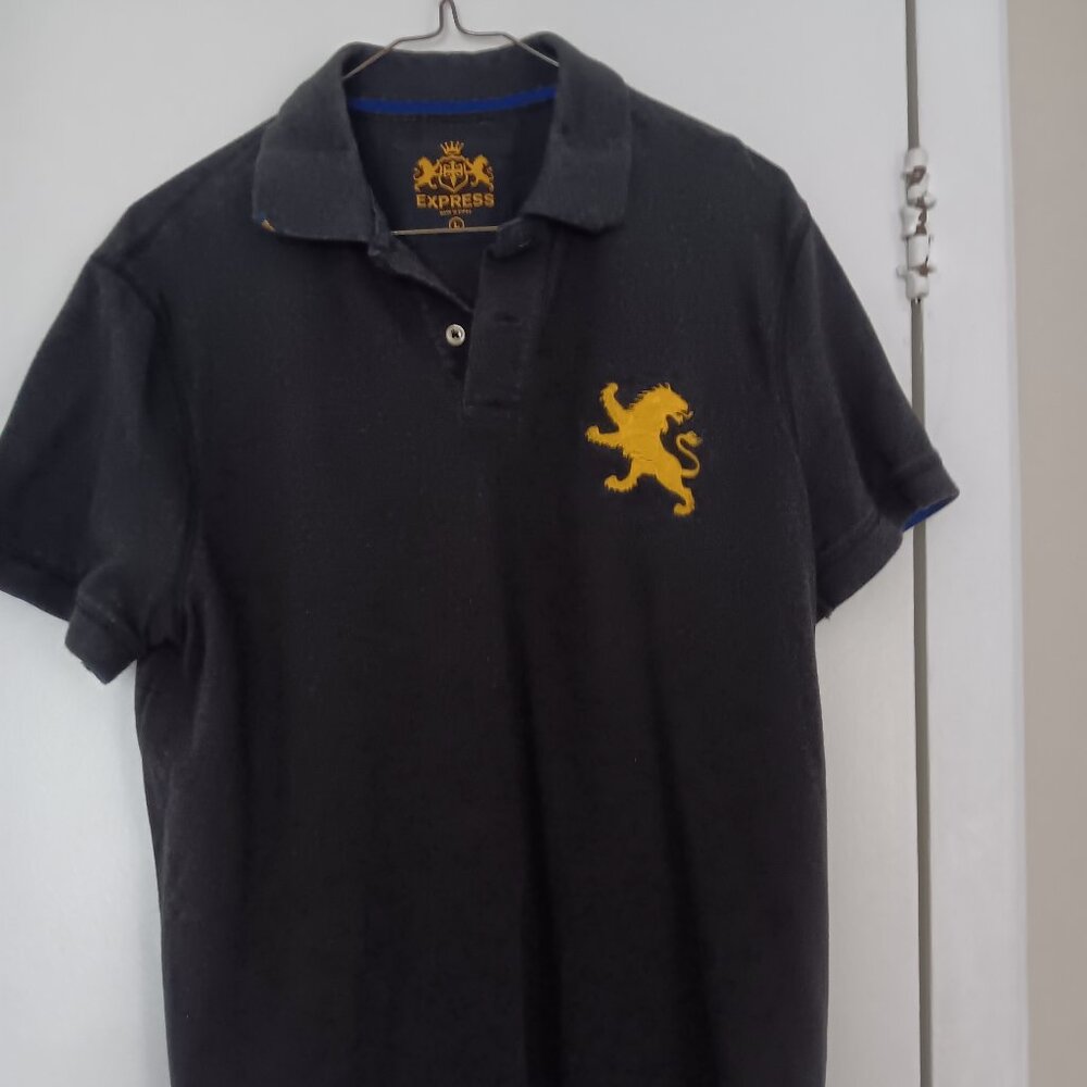 Express black crest logo polo shirt